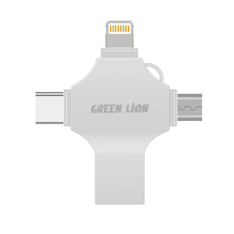 فلش مموری گرین لاین مدل FD-4 IN 1 ظرفیت 64 گیگابایت با رابط microUSB، USB، USB Type-C، لایتنینگ